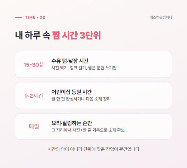 수유 텀 낮잠 시간 어린이집 등원 시간 짬 시간 3단위 활용 요약